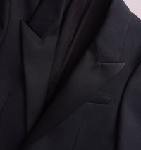 Blazer à col satiné en laine - Black
