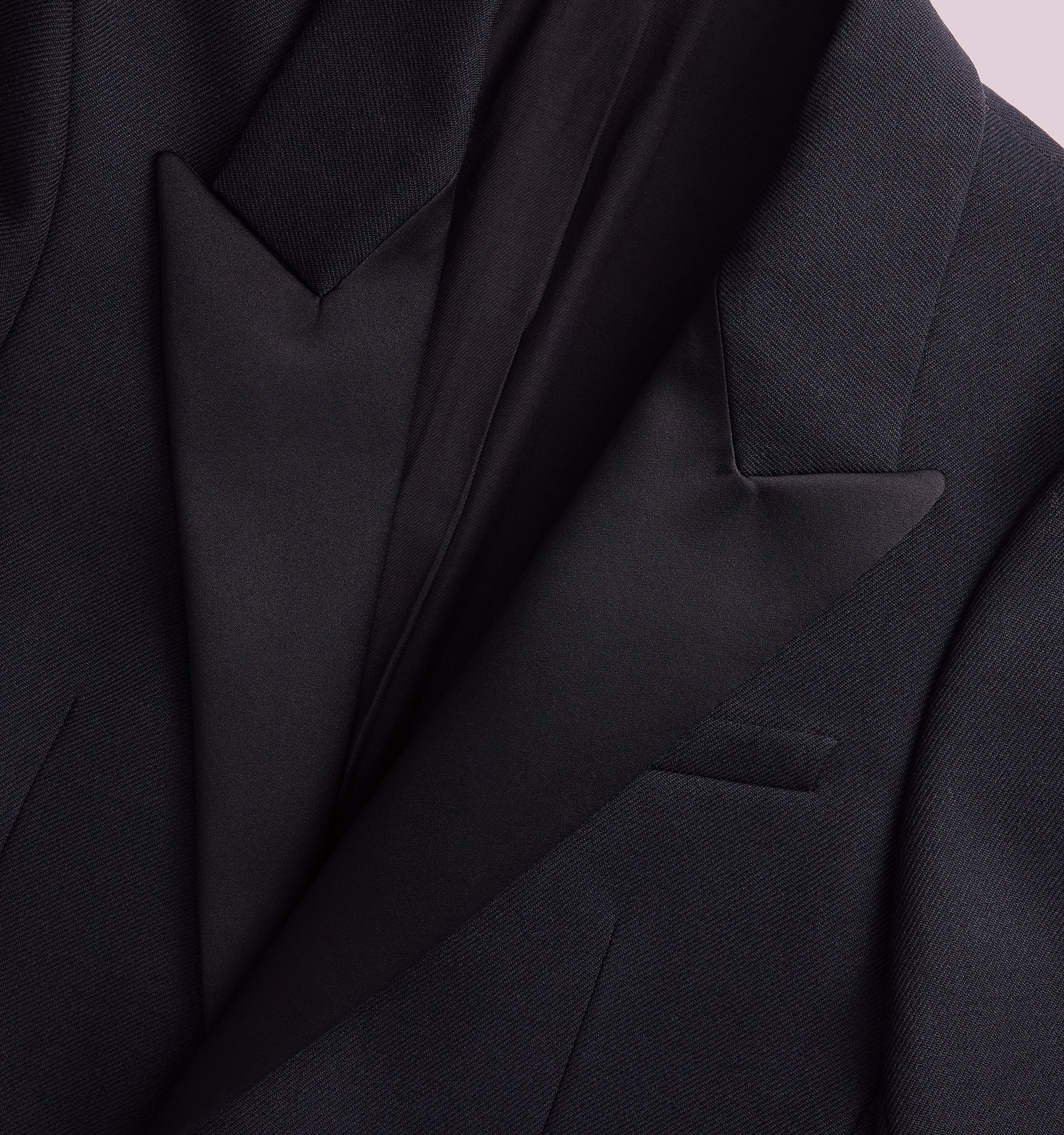 Blazer à col satiné en laine - Black