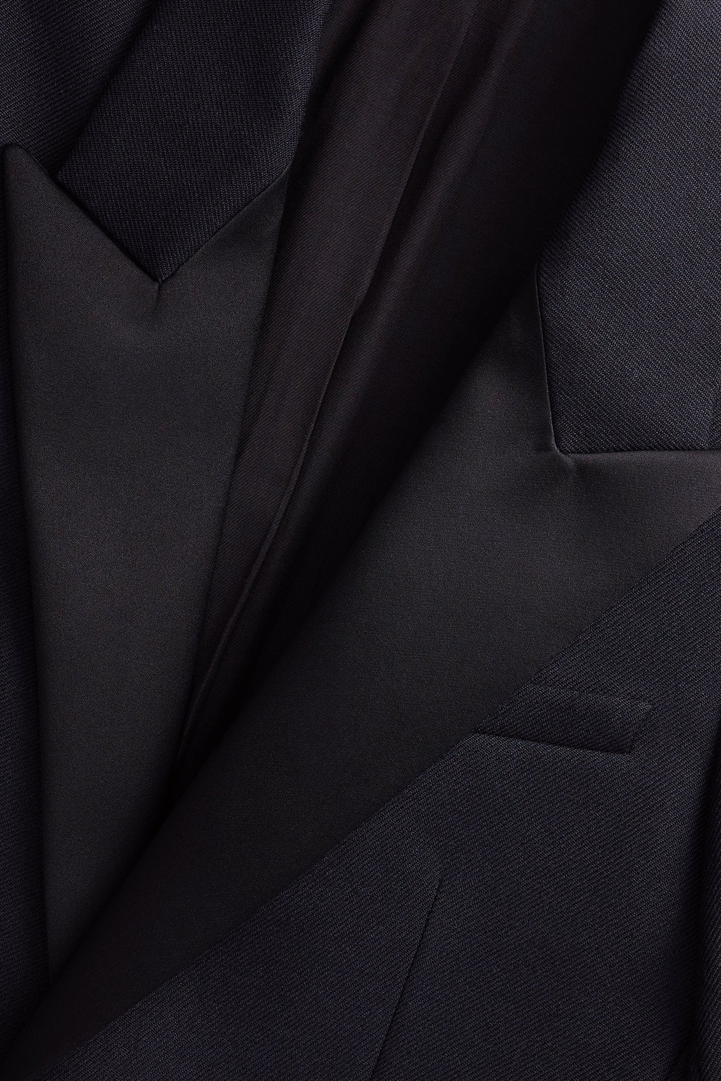 Blazer à col satiné en laine - Black