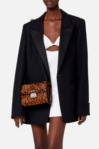 Blazer à col satiné en laine - Black