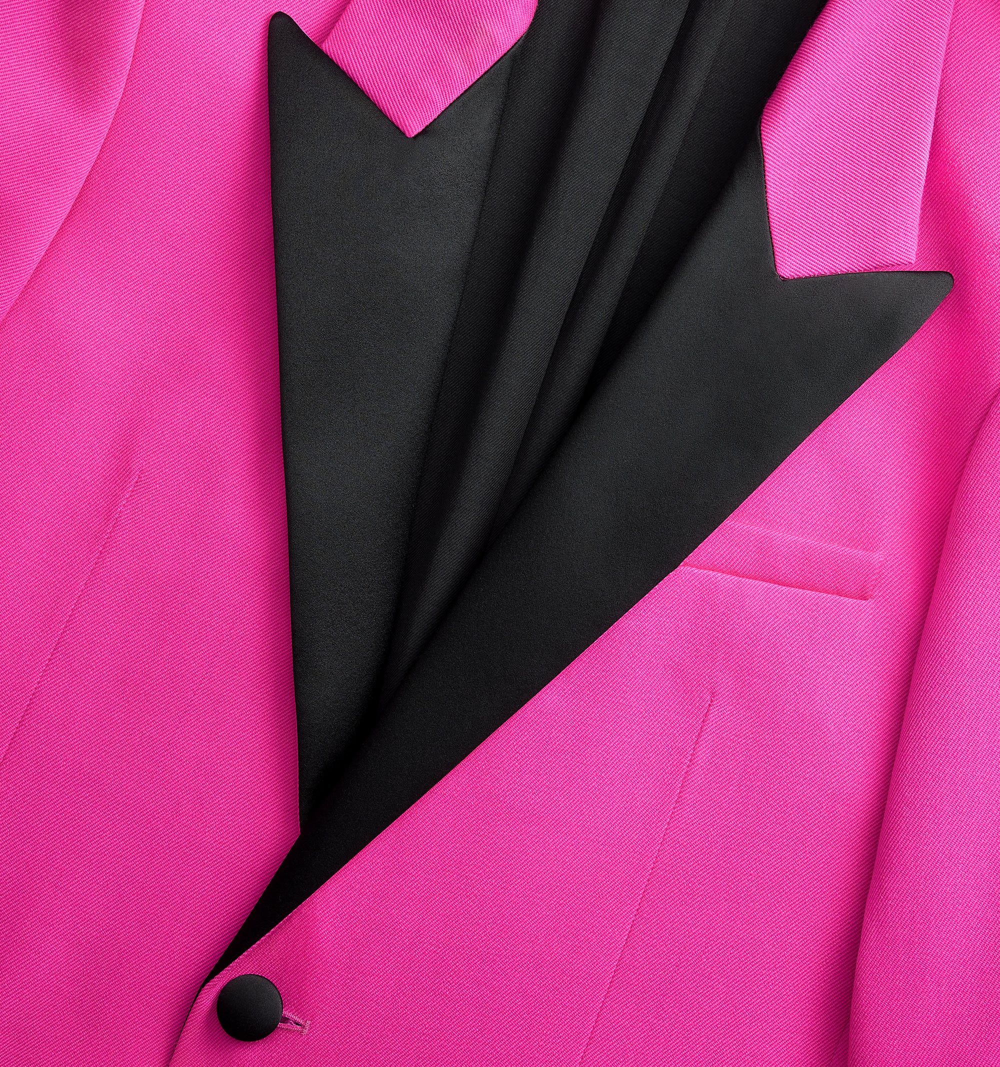 Blazer à col et bouton satinés en laine - Fuchsia