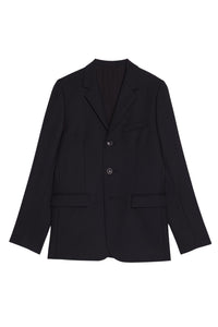 Blazer à boutons et poches passepoilées en laine - Black