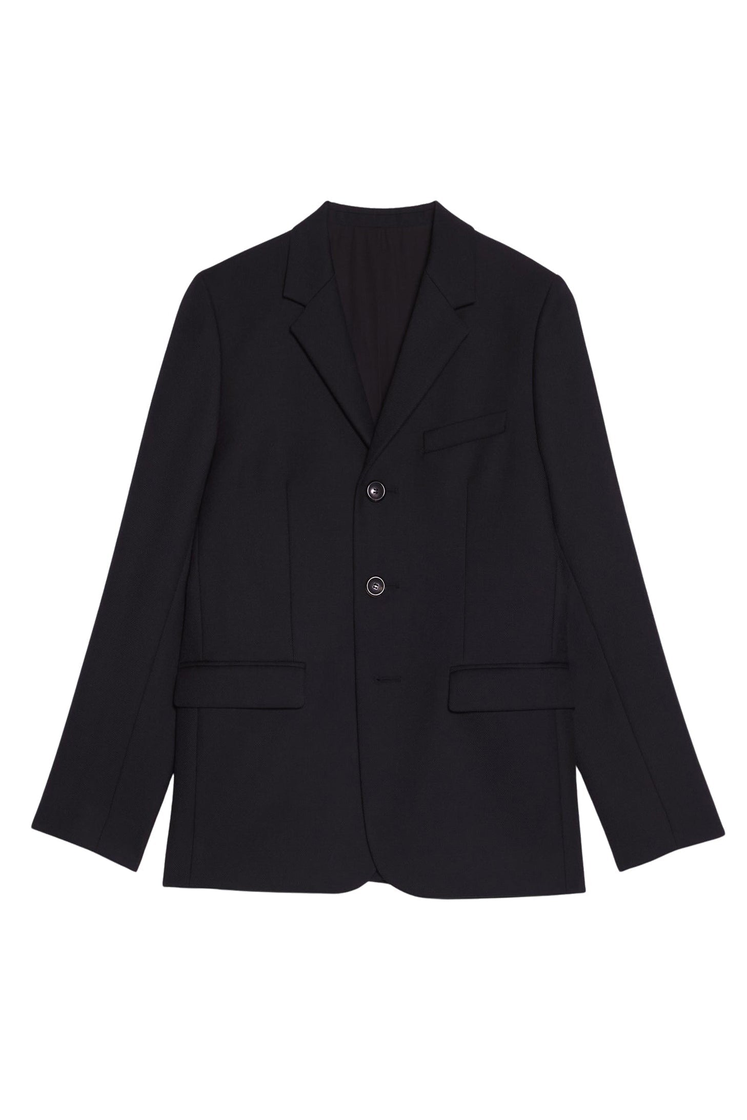 Blazer à boutons et poches passepoilées en laine - Black