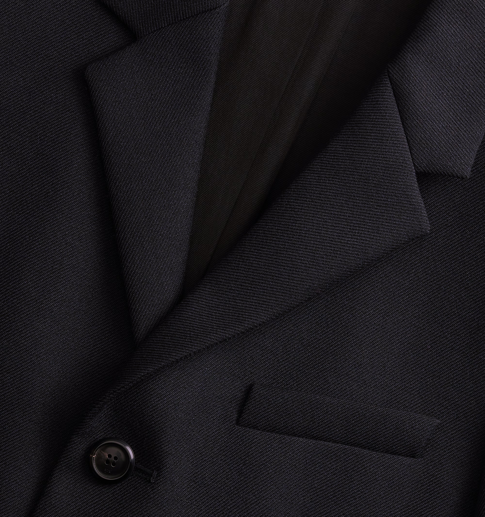 Blazer à boutons et poches passepoilées en laine - Black