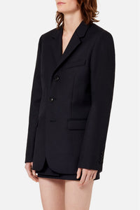 Blazer à boutons et poches passepoilées en laine - Black