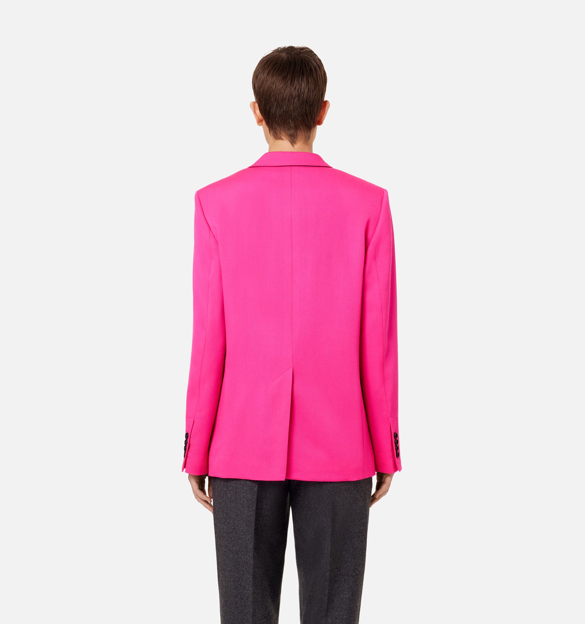 Blazer ajusté à boutons en laine - Fuchsia