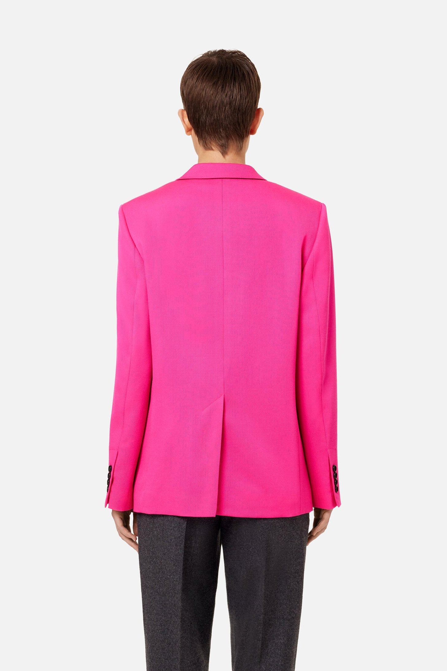 Blazer ajusté à boutons en laine - Fuchsia