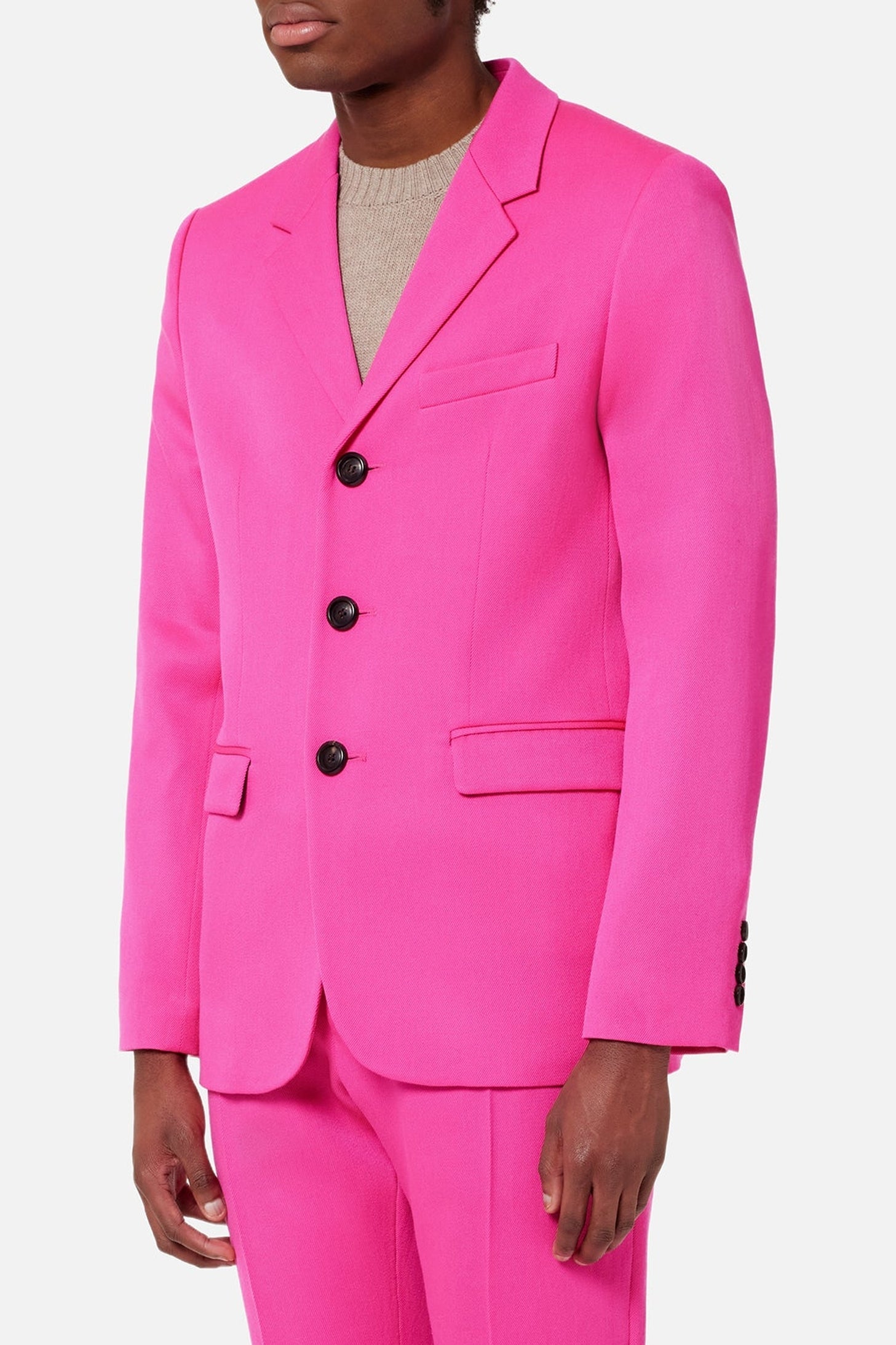 Blazer ajusté à boutons en laine - Fuchsia