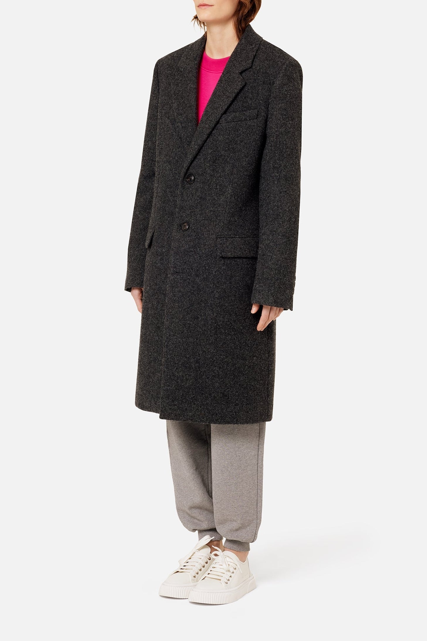 Manteau à boutons en laine - Grey