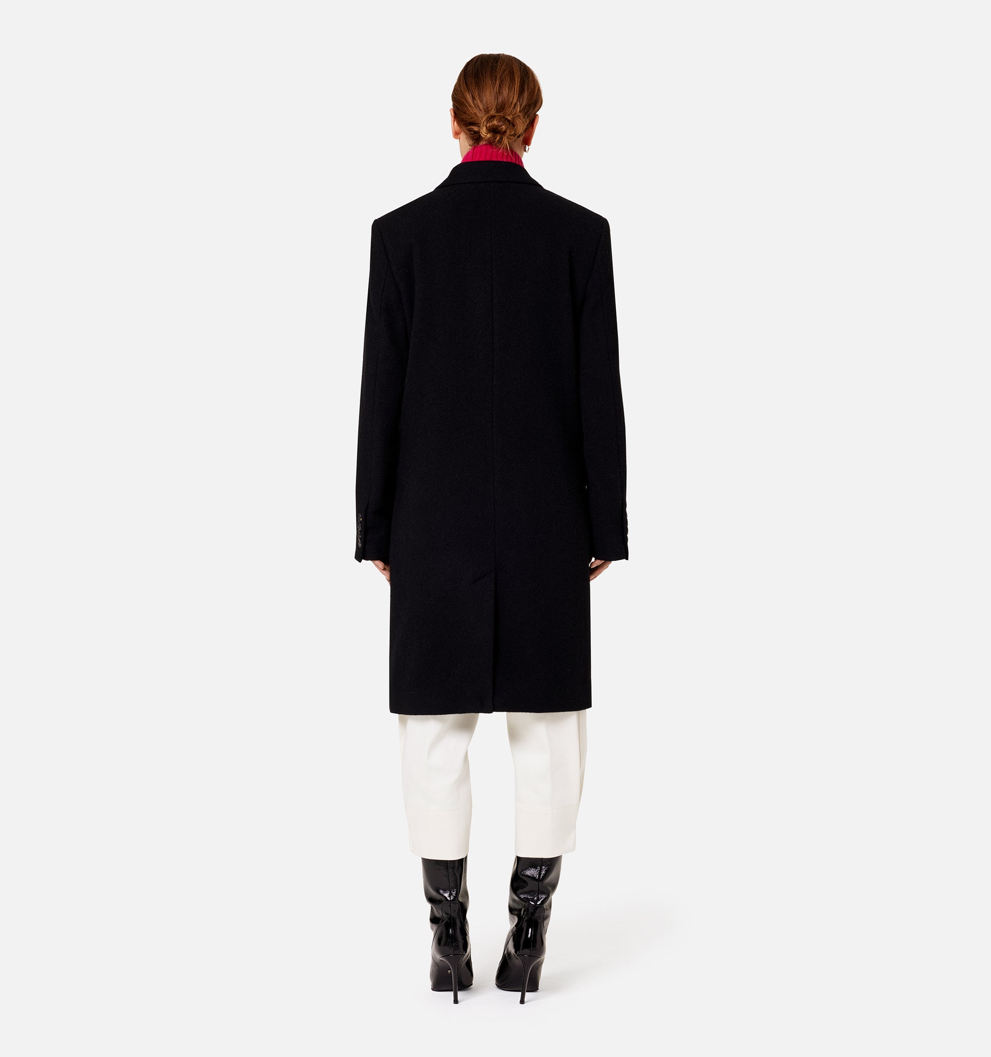 Manteau croisé en laine - Black