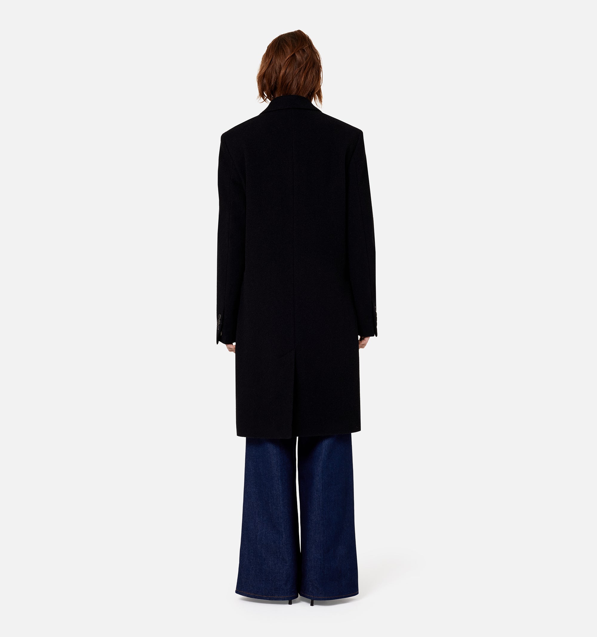 Manteau croisé en laine - Black