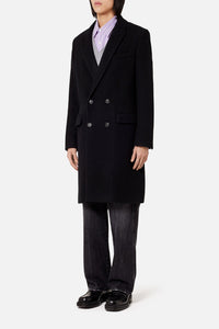 Manteau croisé en laine - Black