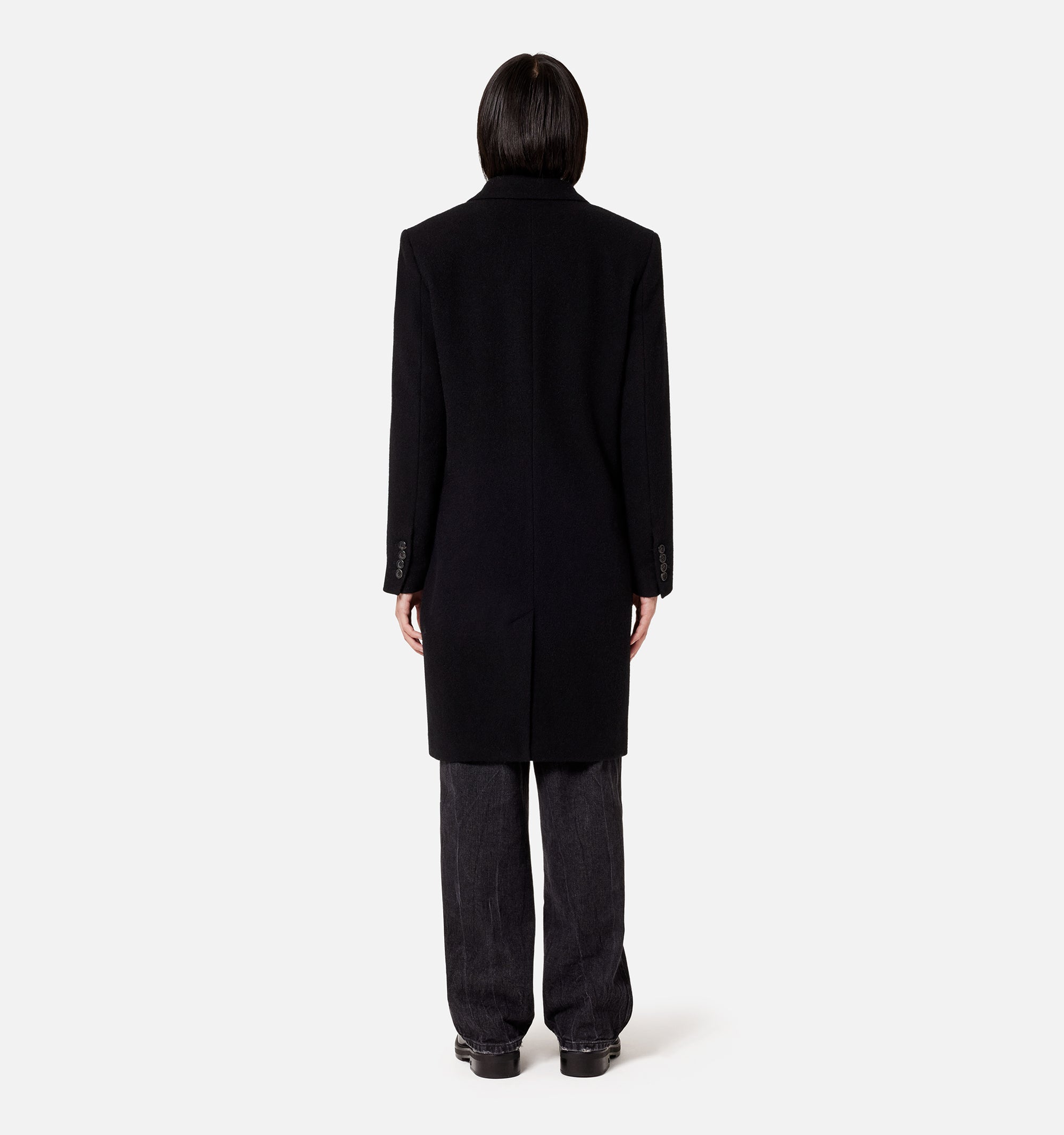 Manteau croisé en laine - Black