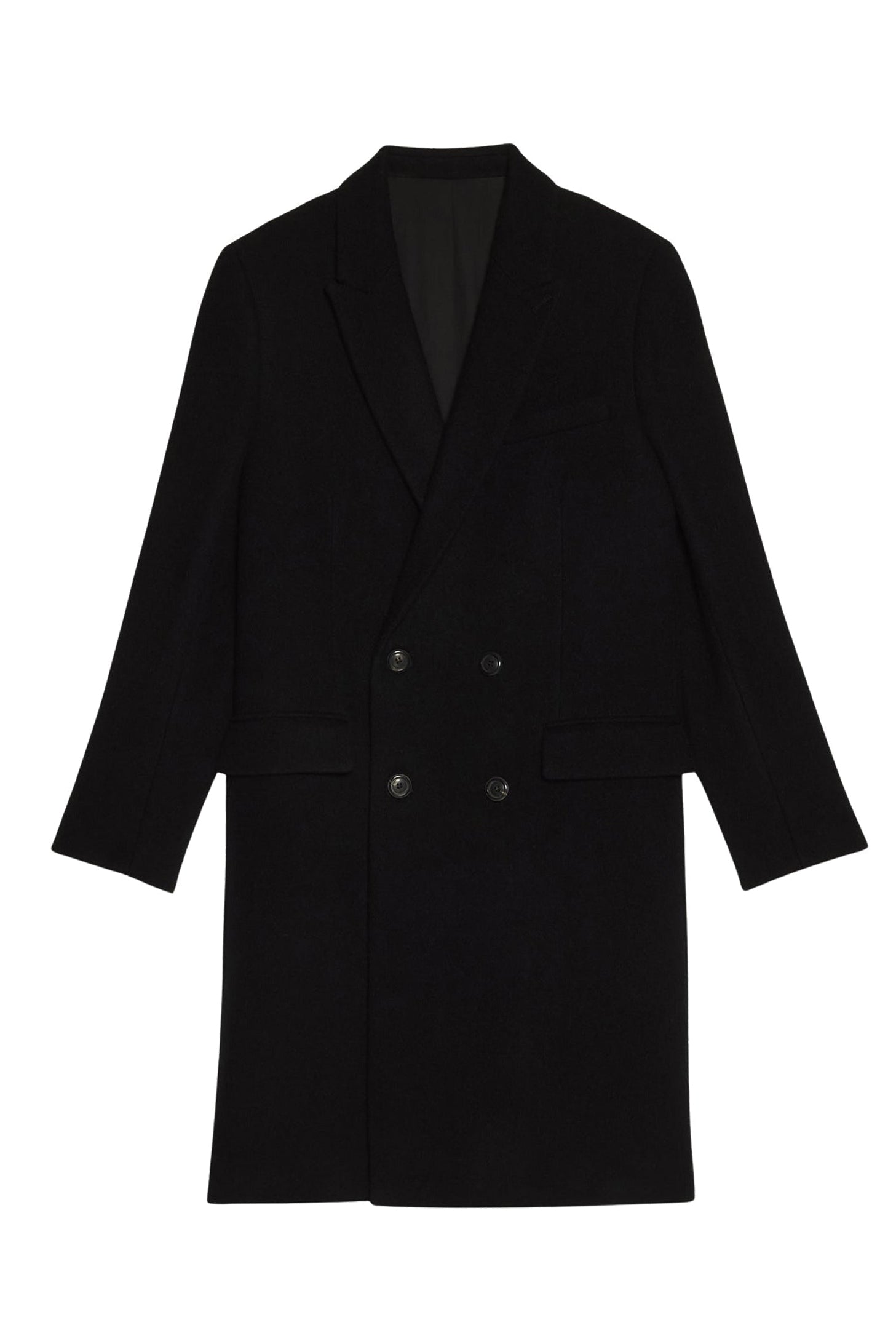 Manteau croisé en laine - Black