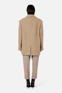 Manteau court structuré en laine - Beige