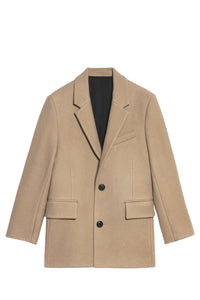 Manteau court structuré en laine - Beige