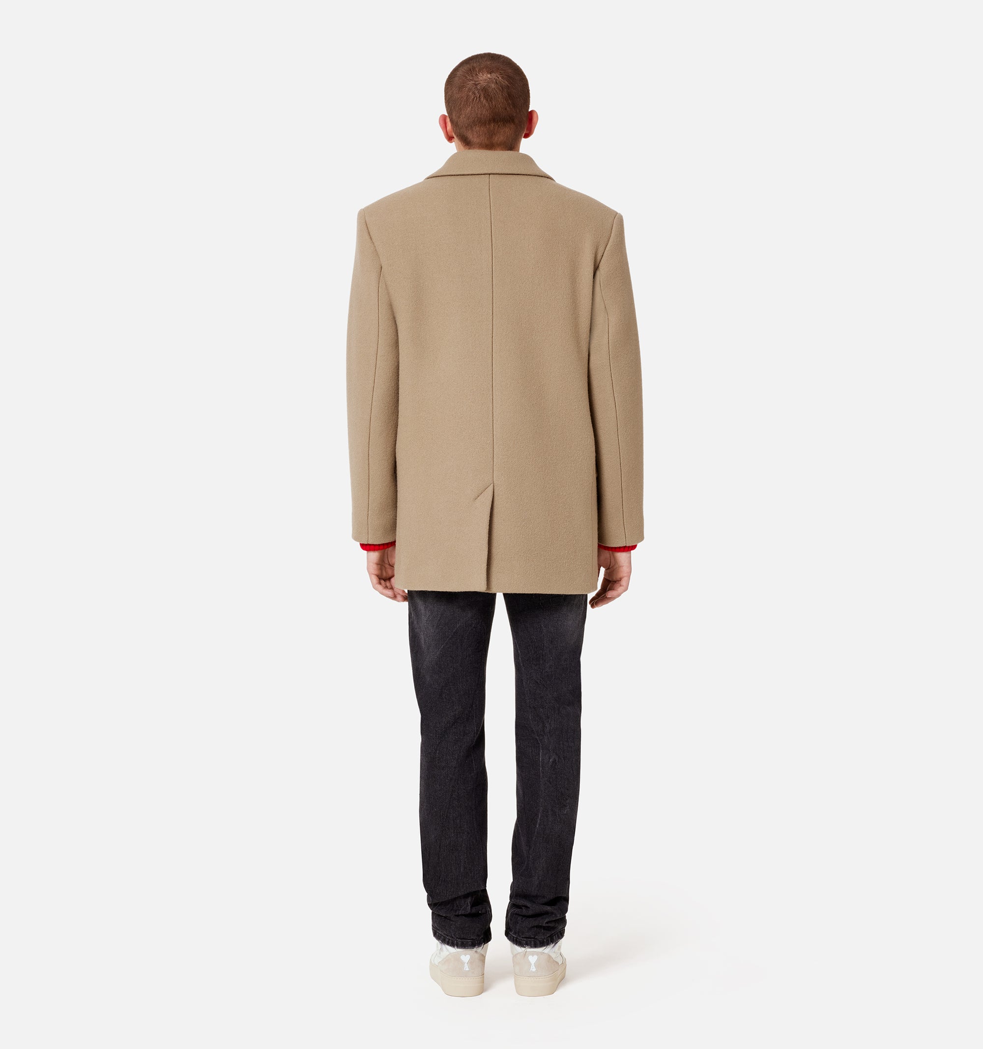 Manteau court structuré en laine - Beige