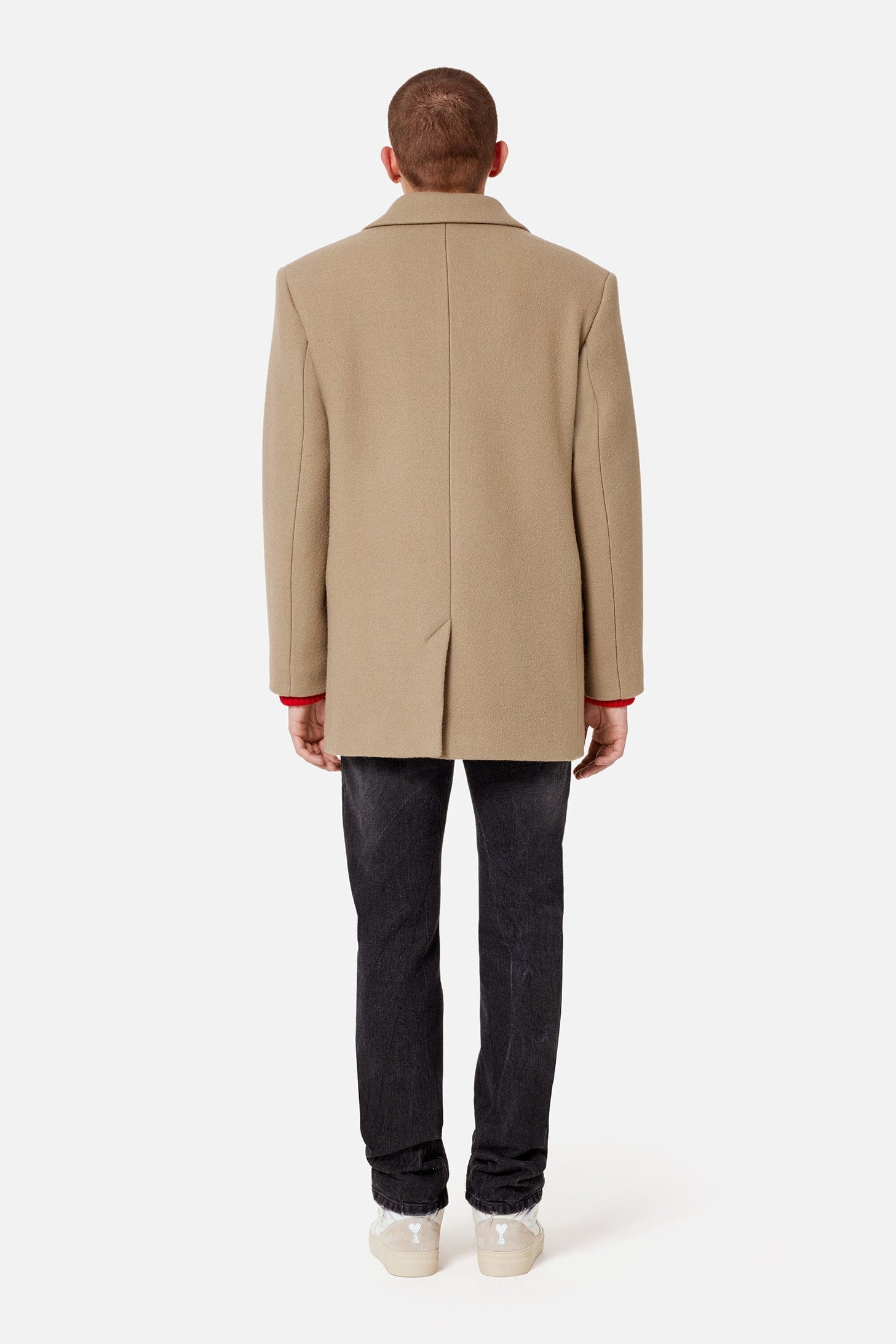 Manteau court structuré en laine - Beige