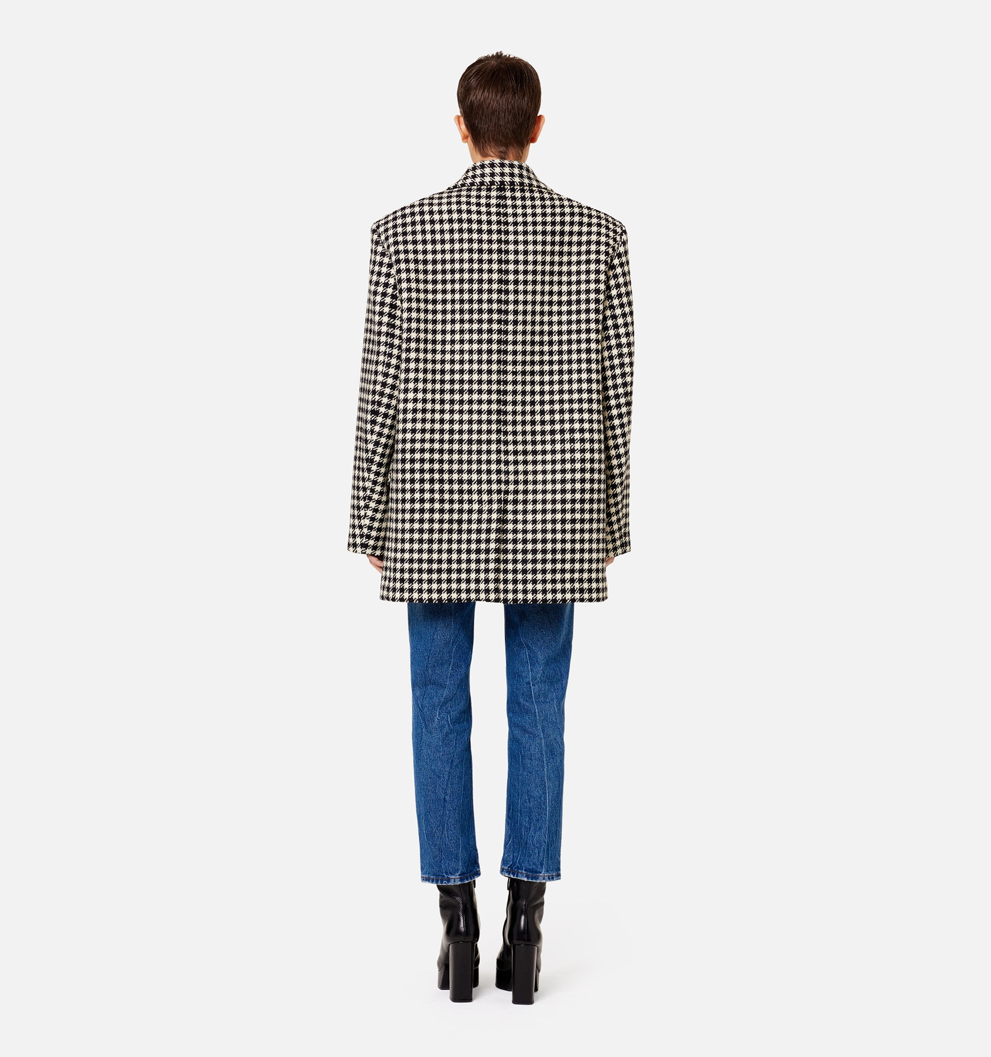 Manteau court structuré en laine - Black & Off White