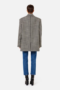 Manteau court structuré en laine - Black & Off White