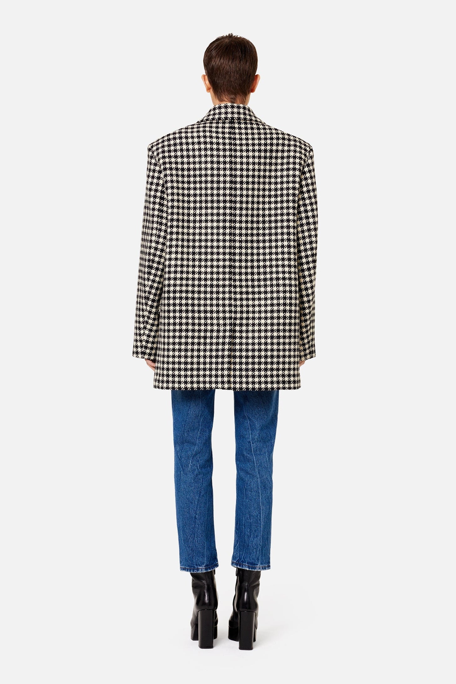 Manteau court structuré en laine - Black & Off White