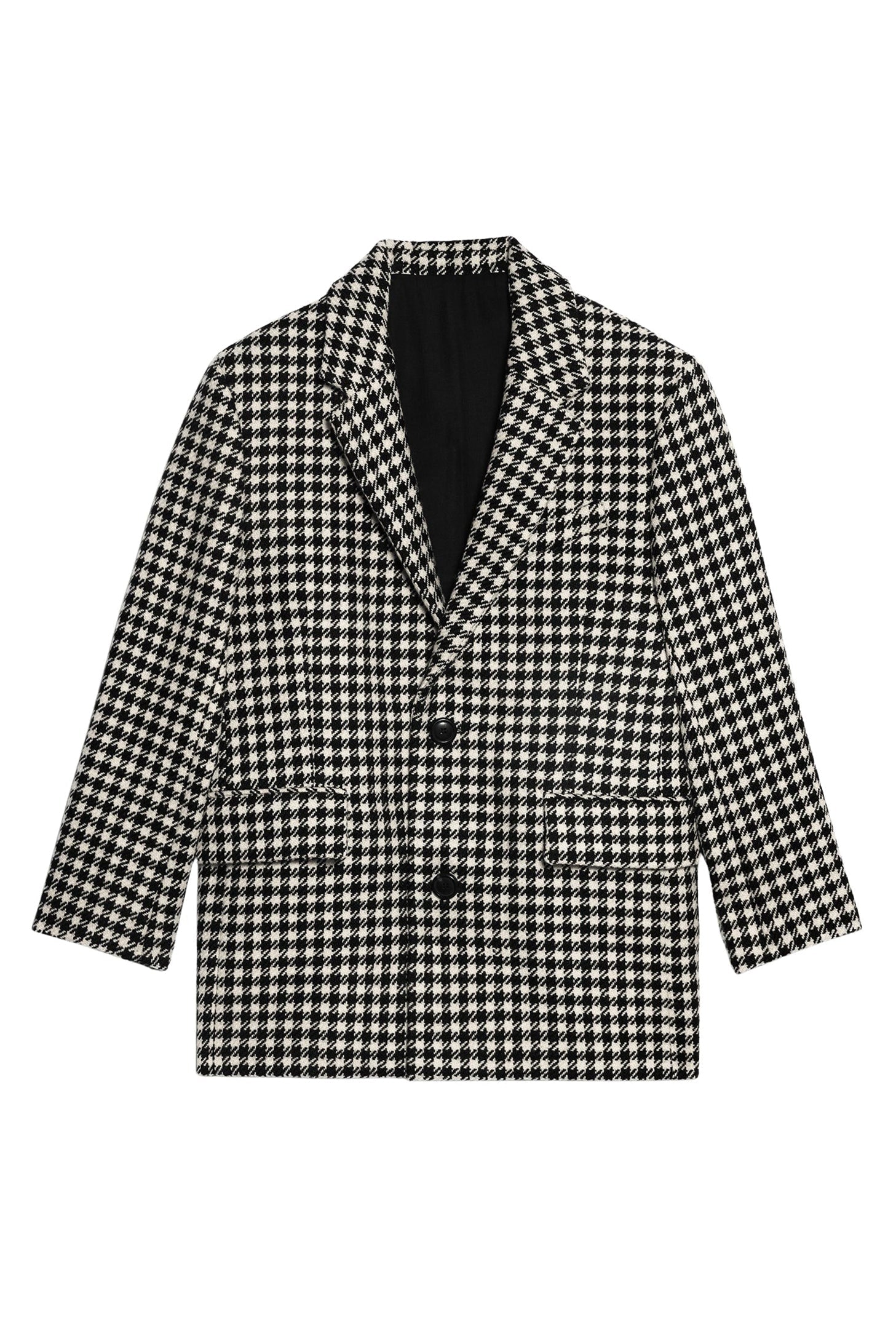 Manteau court structuré en laine - Black & Off White