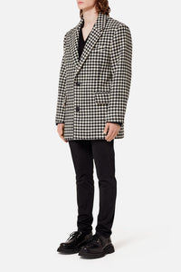 Manteau court structuré en laine - Black & Off White