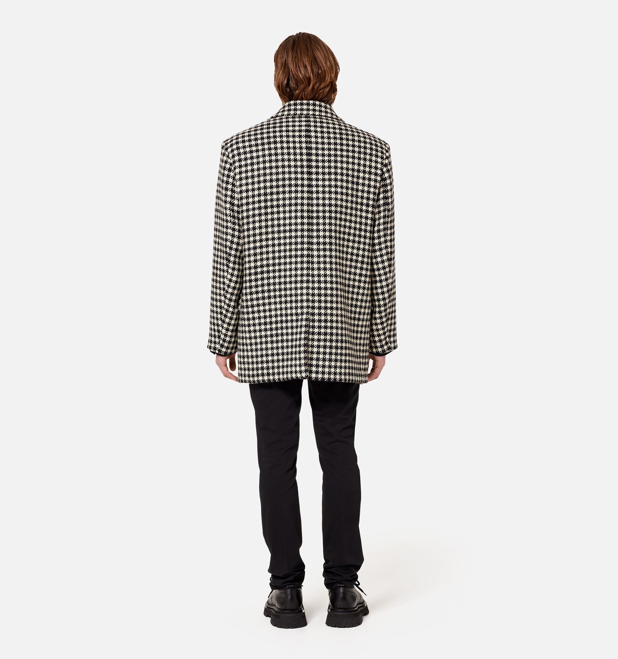 Manteau court structuré en laine - Black & Off White