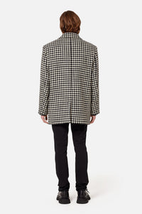 Manteau court structuré en laine - Black & Off White