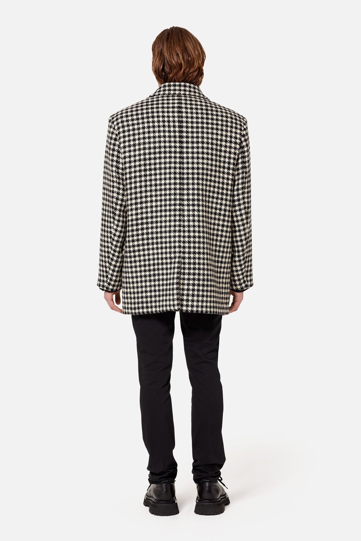 Manteau court structuré en laine - Black & Off White