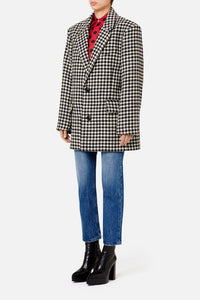 Manteau court structuré en laine - Black & Off White