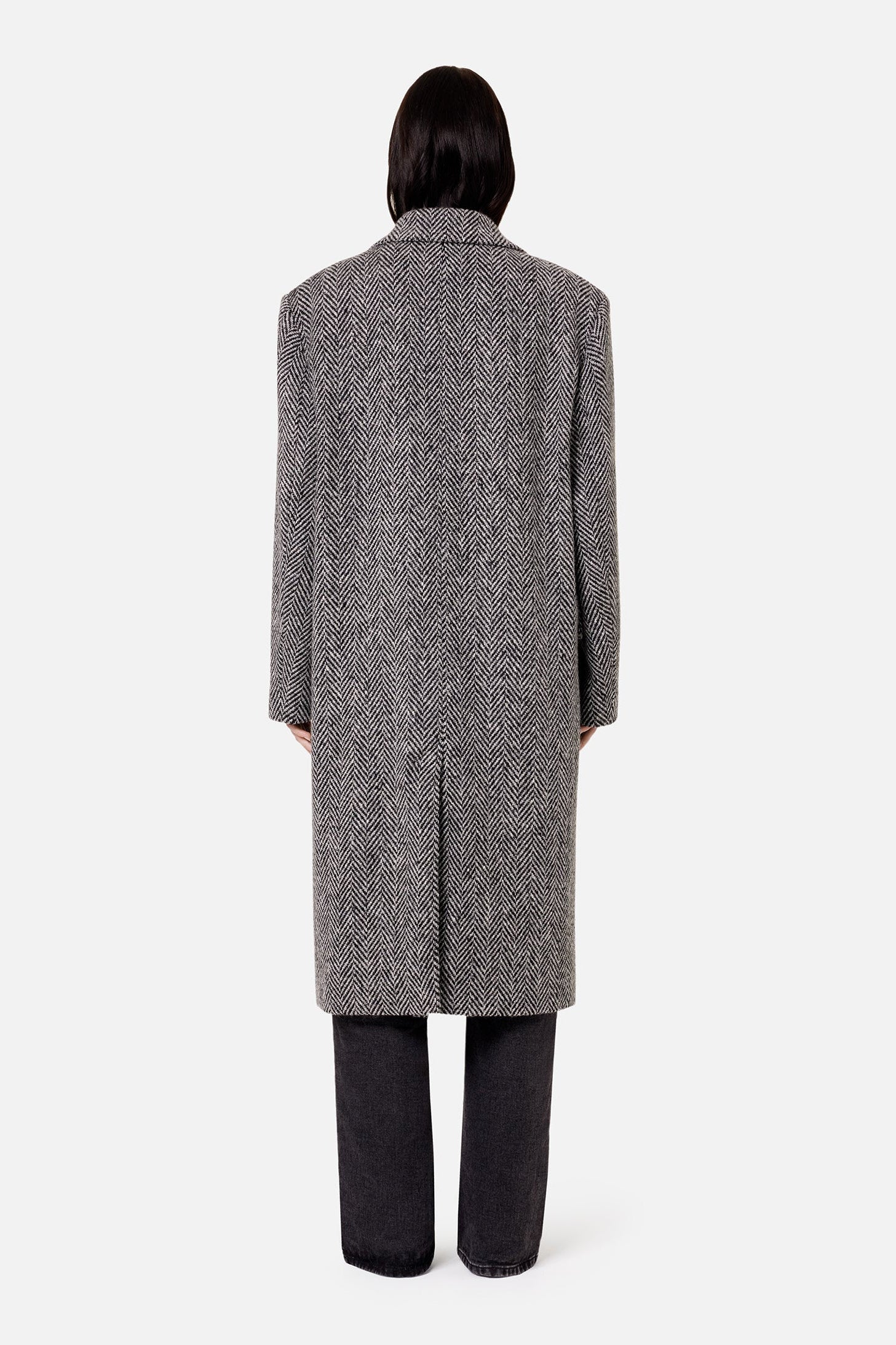 Manteau structuré à boutons en laine - Grey & Black