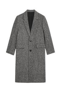 Manteau structuré à boutons en laine - Grey & Black