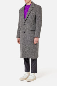 Manteau structuré à boutons en laine - Grey & Black