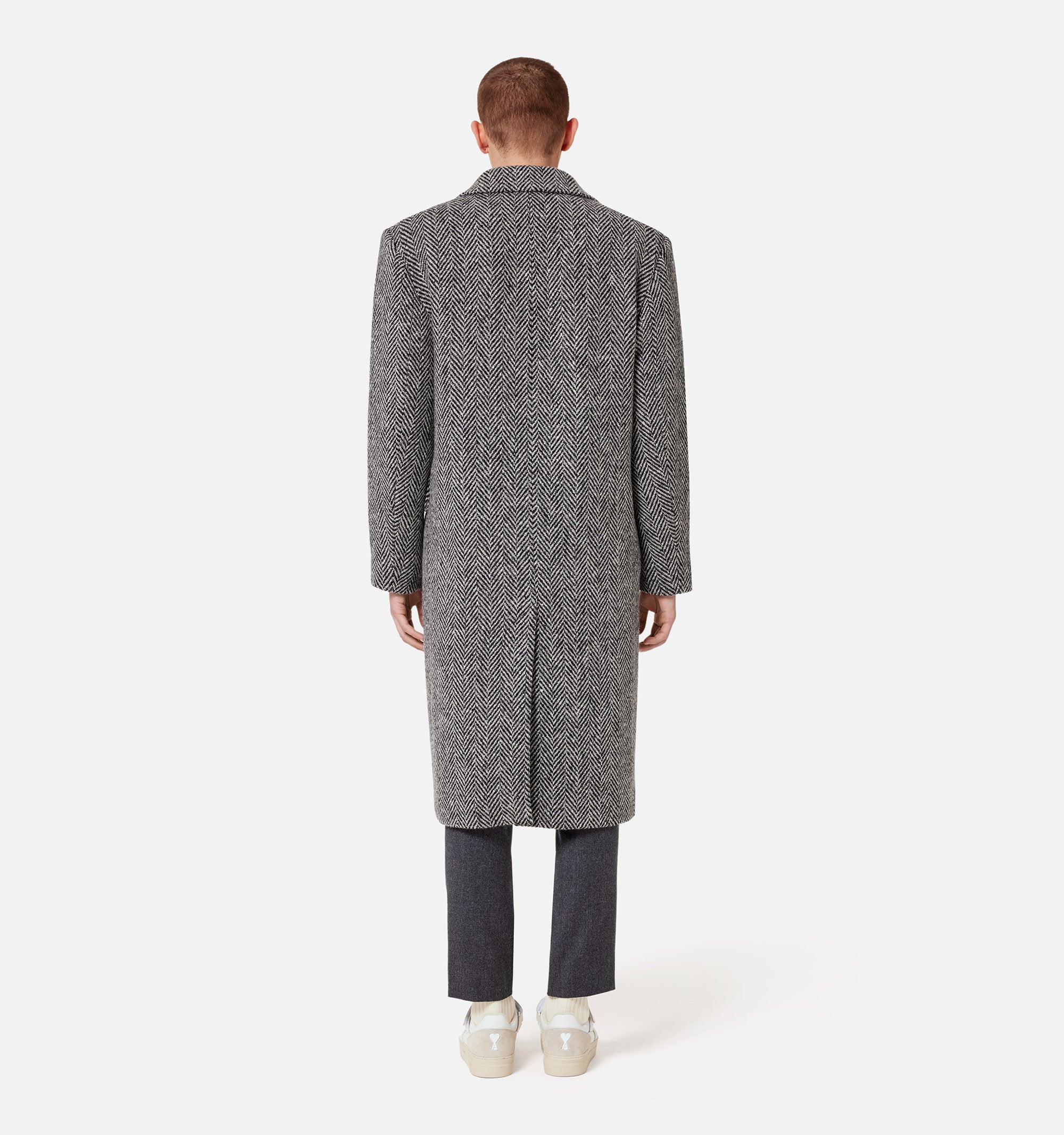 Manteau structuré à boutons en laine - Grey & Black