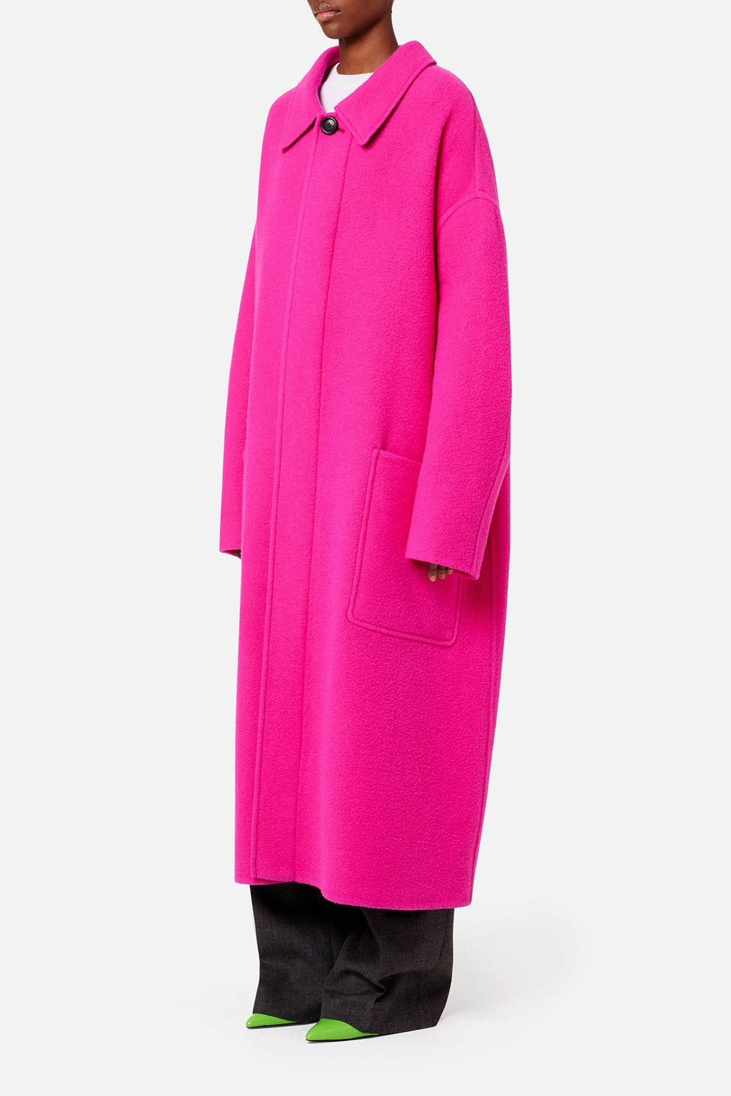 Manteau oversize en laine - Fuchsia