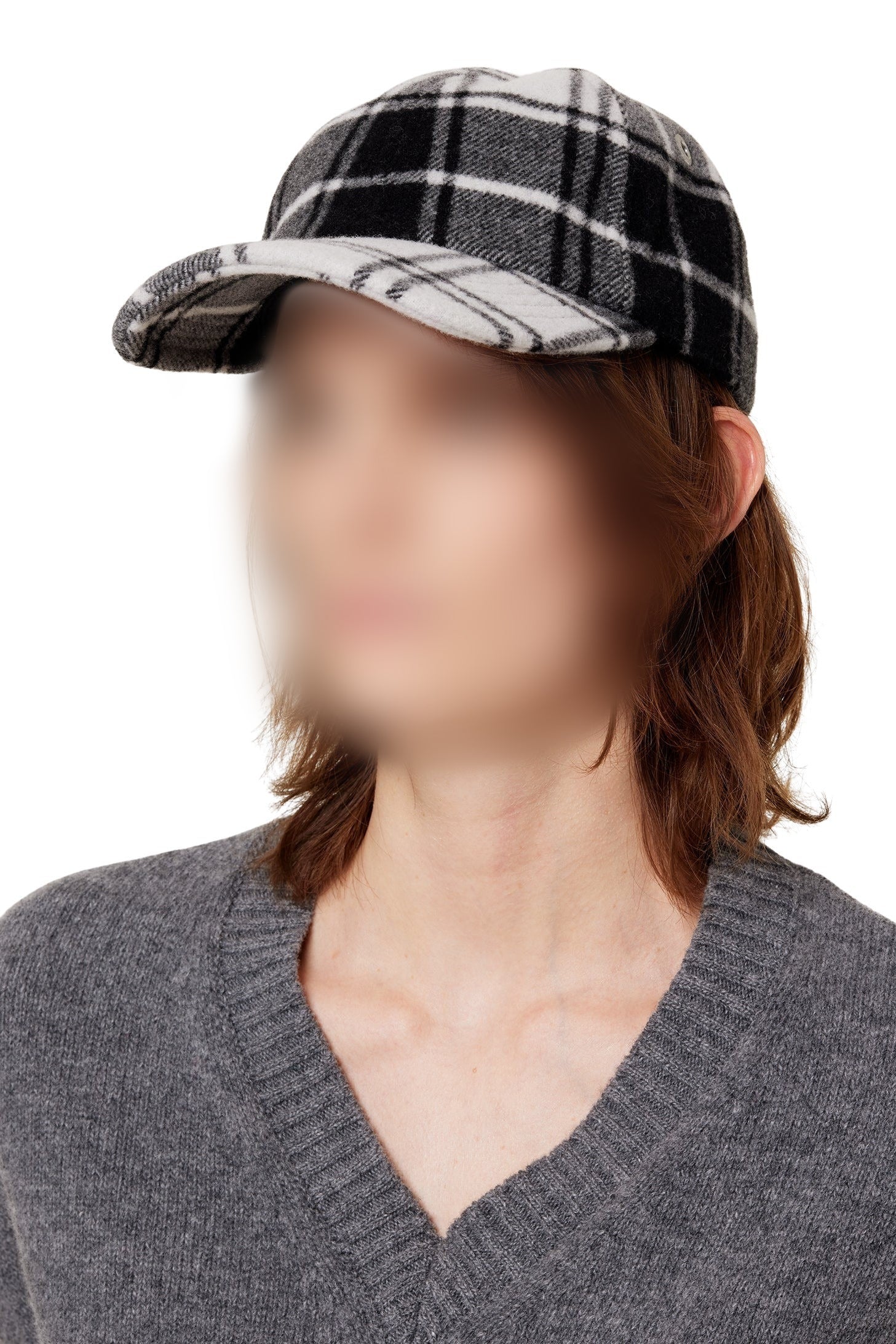 Casquette à carreaux en laine - Off White
