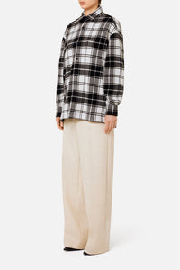 Surchemise Ami Paris à carreaux imprimée en laine - Off White