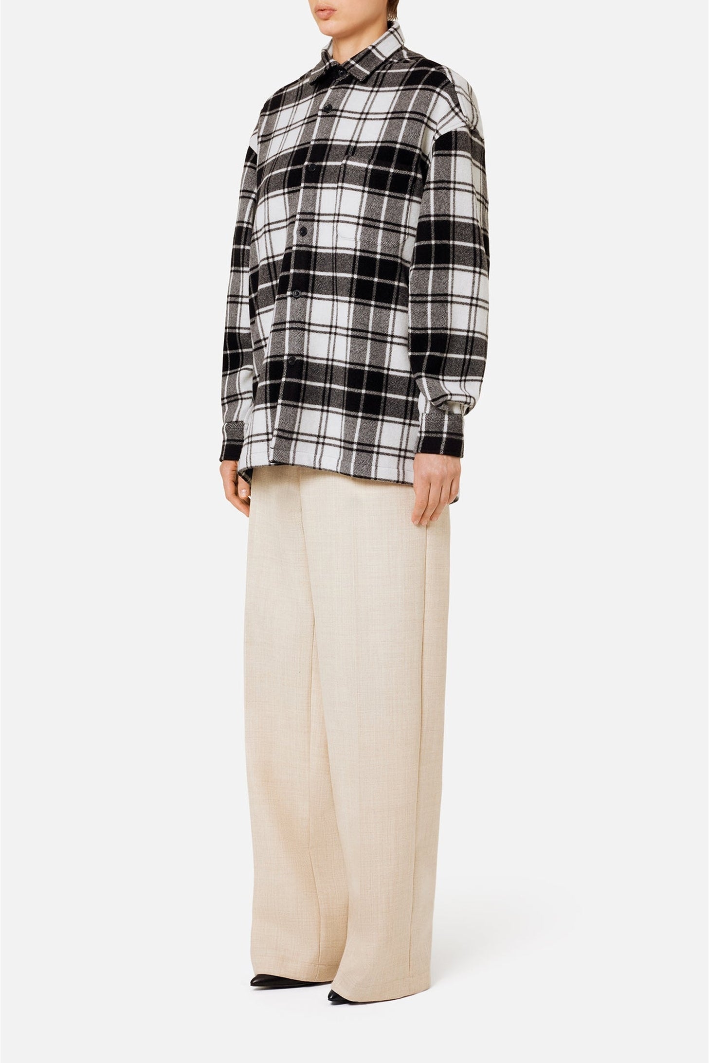 Surchemise Ami Paris à carreaux imprimée en laine - Off White