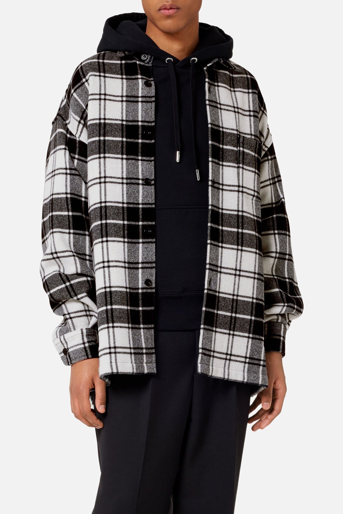 Surchemise Ami Paris à carreaux imprimée en laine - Off White