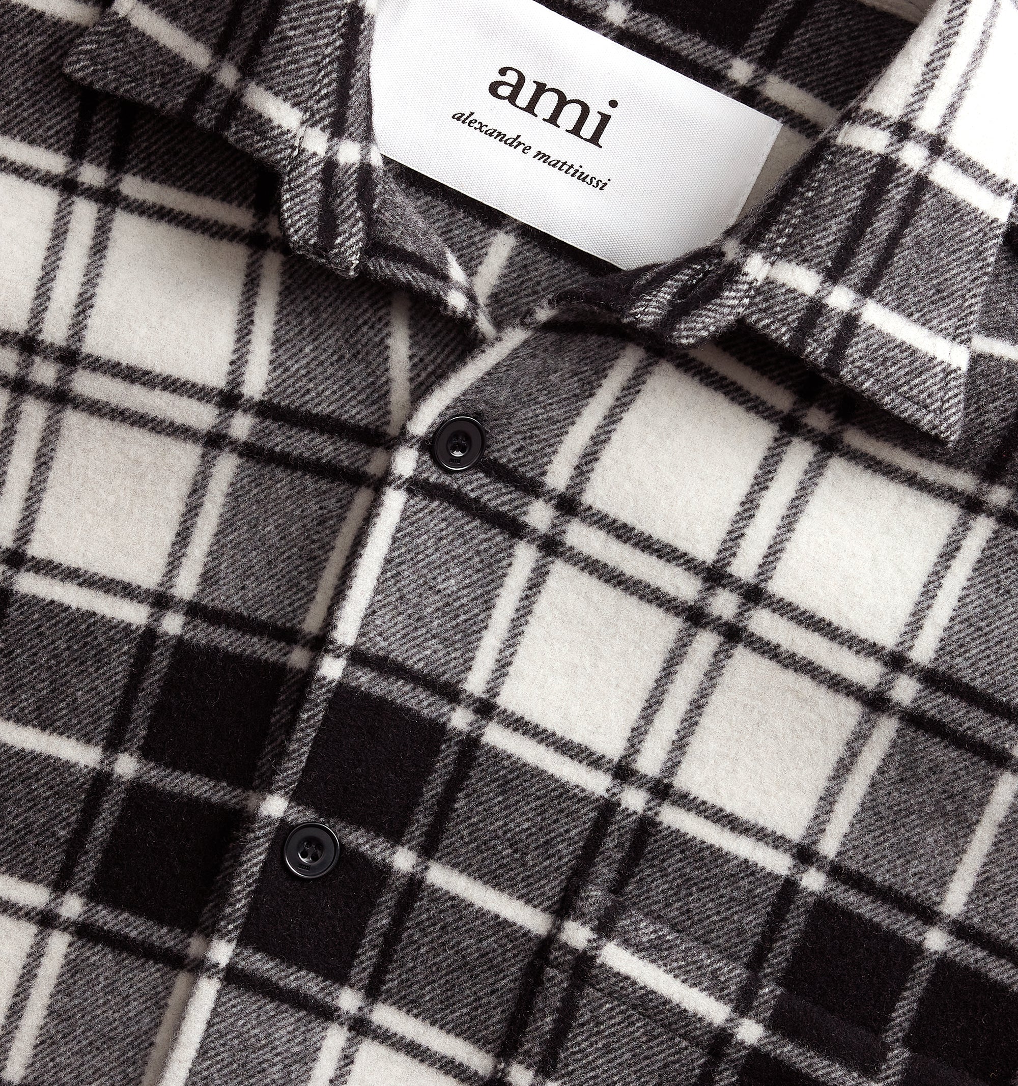 Surchemise Ami Paris à carreaux imprimée en laine - Off White