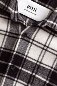 Surchemise Ami Paris à carreaux imprimée en laine - Off White