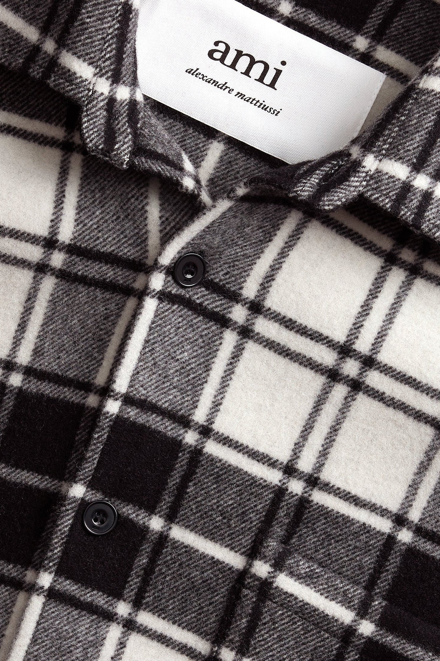 Surchemise Ami Paris à carreaux imprimée en laine - Off White
