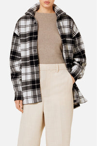 Surchemise Ami Paris à carreaux imprimée en laine - Off White