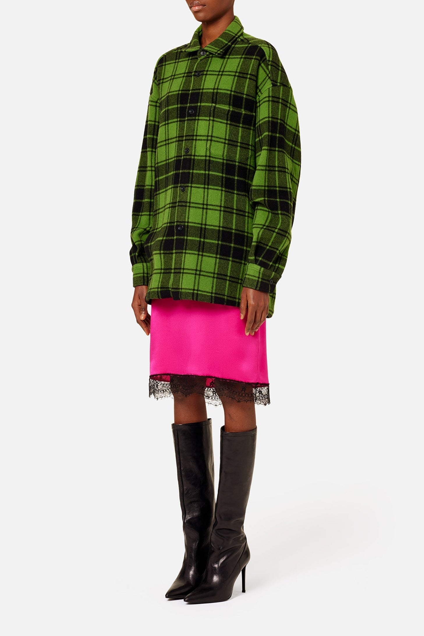 Surchemise Ami Paris à carreaux imprimée en laine - Green