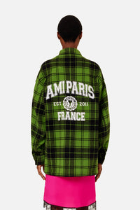 Surchemise Ami Paris à carreaux imprimée en laine - Green