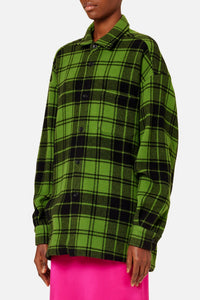 Surchemise Ami Paris à carreaux imprimée en laine - Green