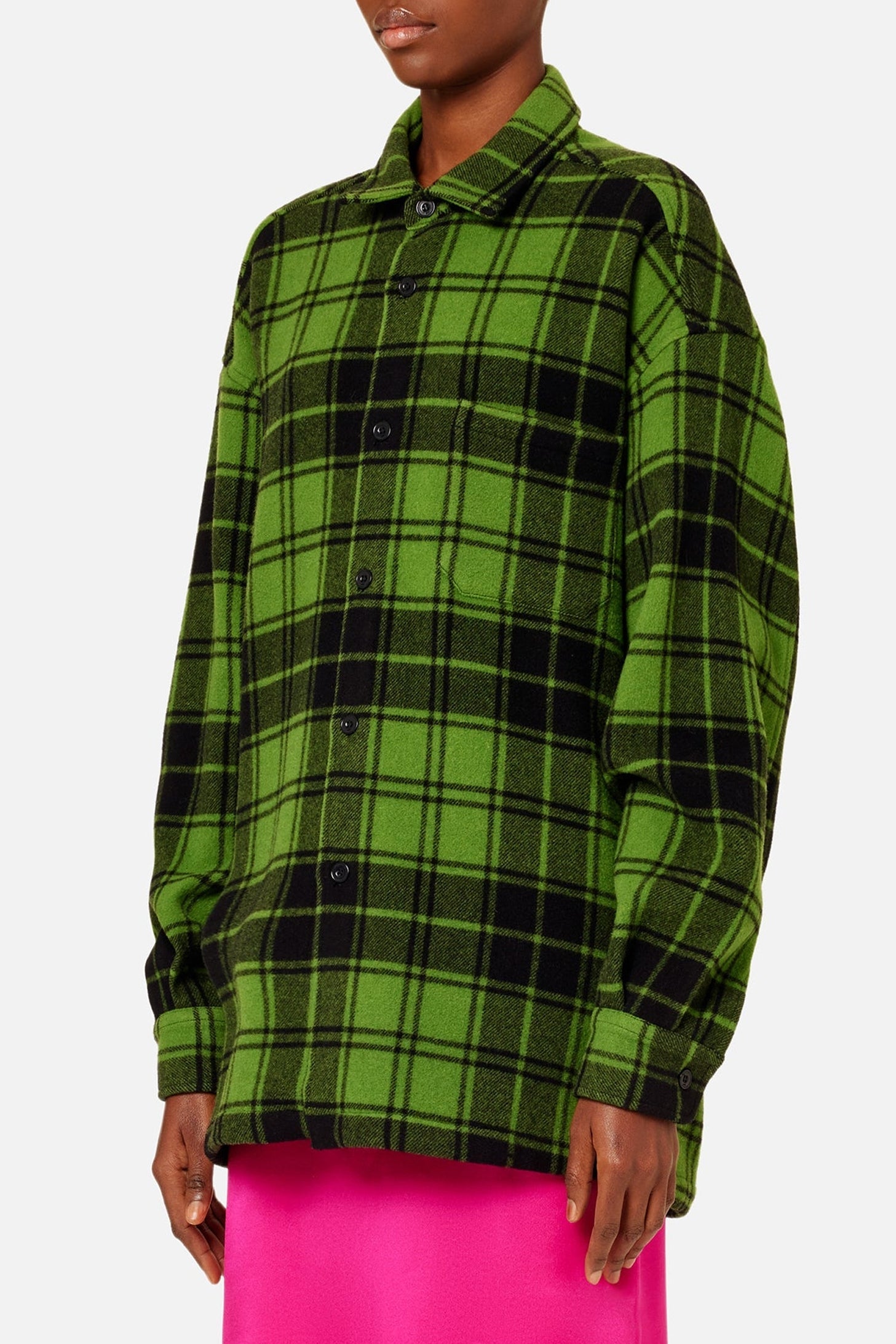 Surchemise Ami Paris à carreaux imprimée en laine - Green