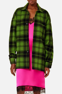 Surchemise Ami Paris à carreaux imprimée en laine - Green