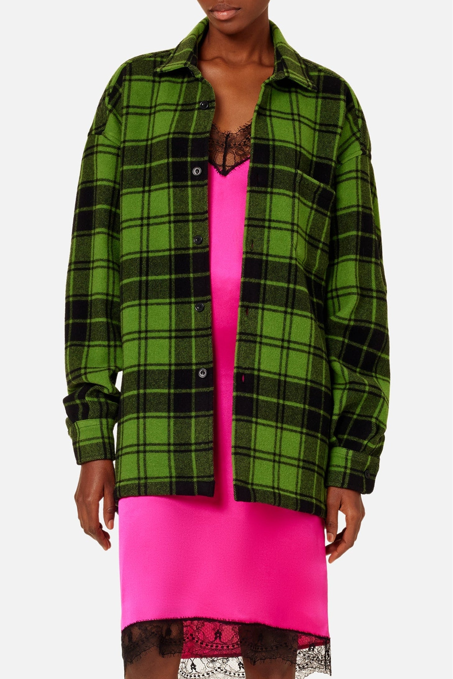 Surchemise Ami Paris à carreaux imprimée en laine - Green